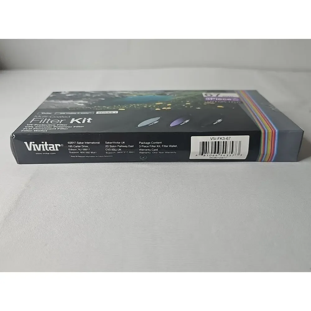 Vivitar 67mm Multi Coated 3 Piece Filter Kit UV CPL FLD VIV-FK3 + Filter Wallet
